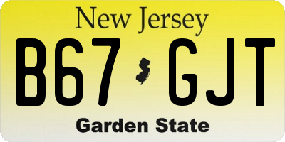 NJ license plate B67GJT