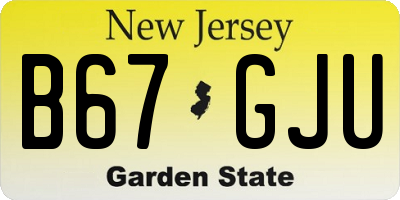 NJ license plate B67GJU