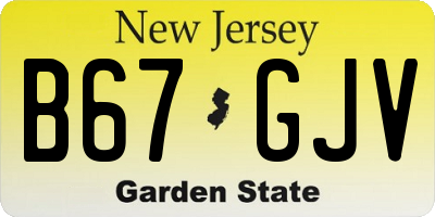 NJ license plate B67GJV