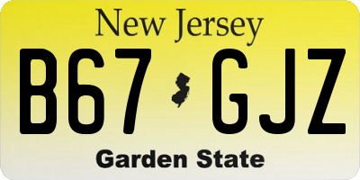 NJ license plate B67GJZ