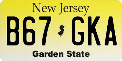 NJ license plate B67GKA