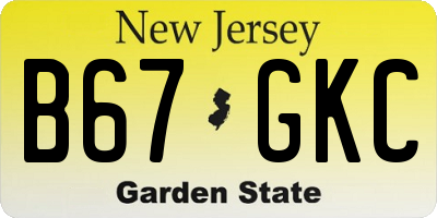 NJ license plate B67GKC