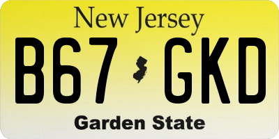 NJ license plate B67GKD