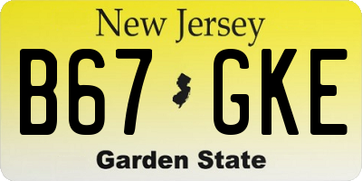NJ license plate B67GKE
