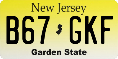 NJ license plate B67GKF
