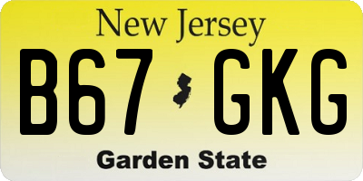 NJ license plate B67GKG