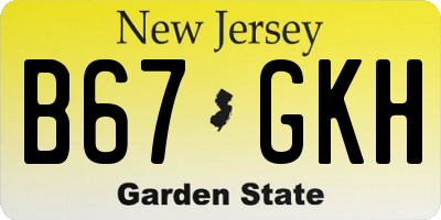 NJ license plate B67GKH