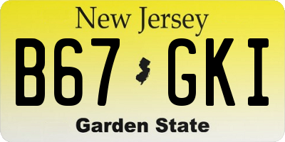 NJ license plate B67GKI
