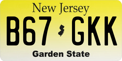 NJ license plate B67GKK