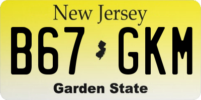 NJ license plate B67GKM