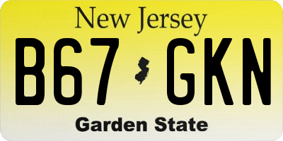 NJ license plate B67GKN