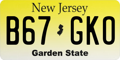 NJ license plate B67GKO