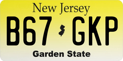NJ license plate B67GKP