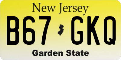 NJ license plate B67GKQ
