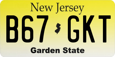 NJ license plate B67GKT