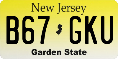 NJ license plate B67GKU
