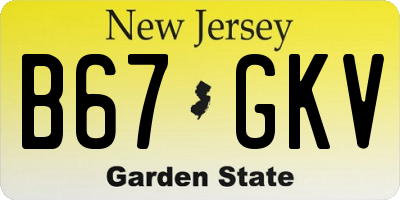 NJ license plate B67GKV