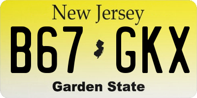 NJ license plate B67GKX