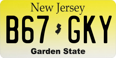 NJ license plate B67GKY