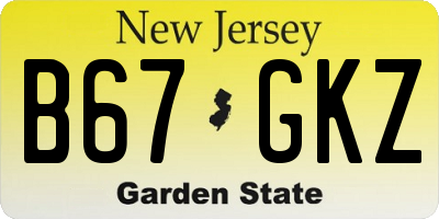 NJ license plate B67GKZ