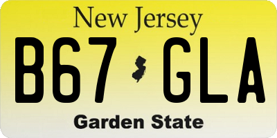 NJ license plate B67GLA