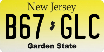 NJ license plate B67GLC