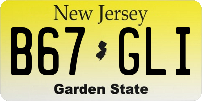NJ license plate B67GLI