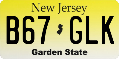 NJ license plate B67GLK