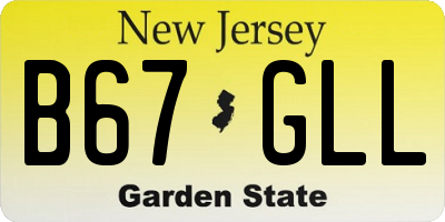 NJ license plate B67GLL