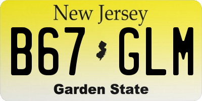 NJ license plate B67GLM