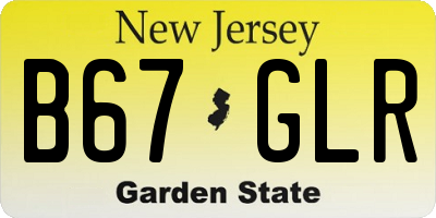 NJ license plate B67GLR