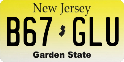 NJ license plate B67GLU