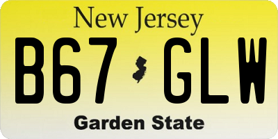 NJ license plate B67GLW