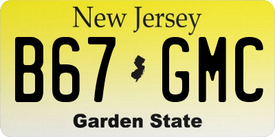 NJ license plate B67GMC