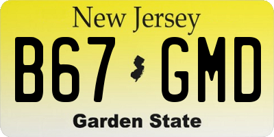 NJ license plate B67GMD