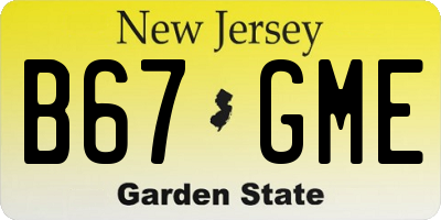 NJ license plate B67GME