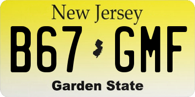 NJ license plate B67GMF