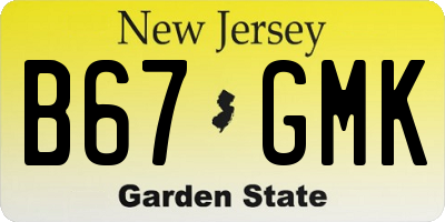 NJ license plate B67GMK