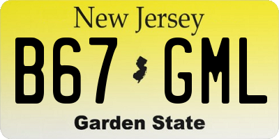 NJ license plate B67GML