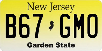 NJ license plate B67GMO