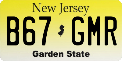 NJ license plate B67GMR