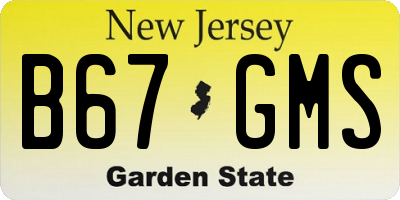 NJ license plate B67GMS