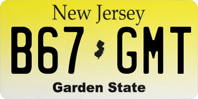 NJ license plate B67GMT