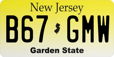 NJ license plate B67GMW