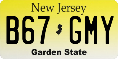 NJ license plate B67GMY