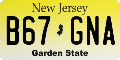 NJ license plate B67GNA