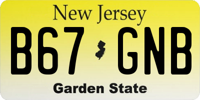 NJ license plate B67GNB