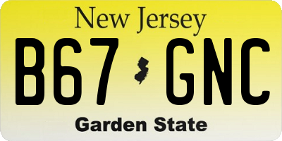 NJ license plate B67GNC