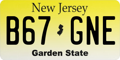 NJ license plate B67GNE