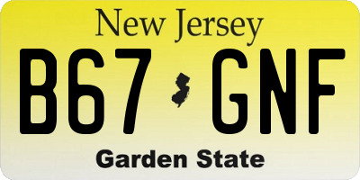 NJ license plate B67GNF